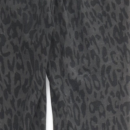 Real Clothing Womens Grey Animal Print Polyester Skinny Jeans Size S Regular Zip - Leopard Pattern