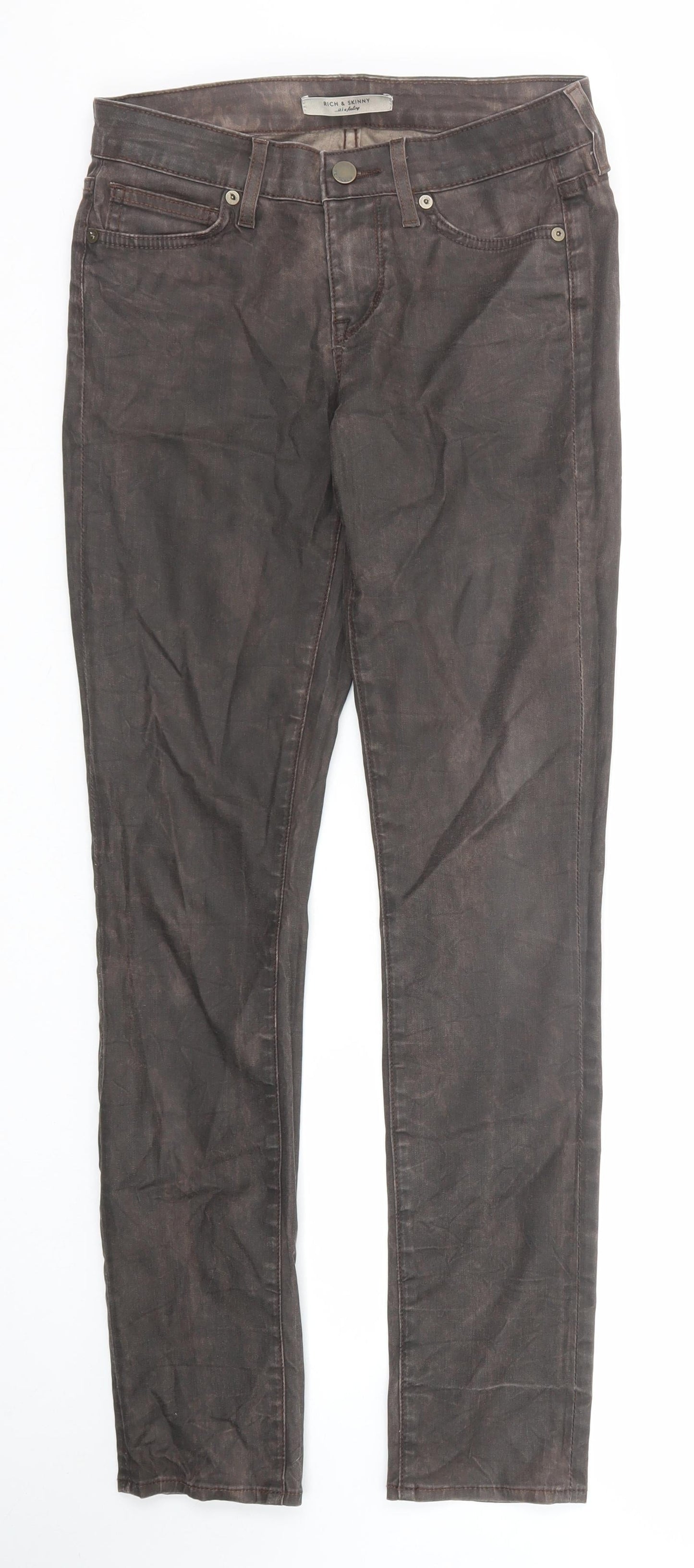 Rich & Skinny Womens Brown Cotton Skinny Jeans Size 25 in Regular Zip