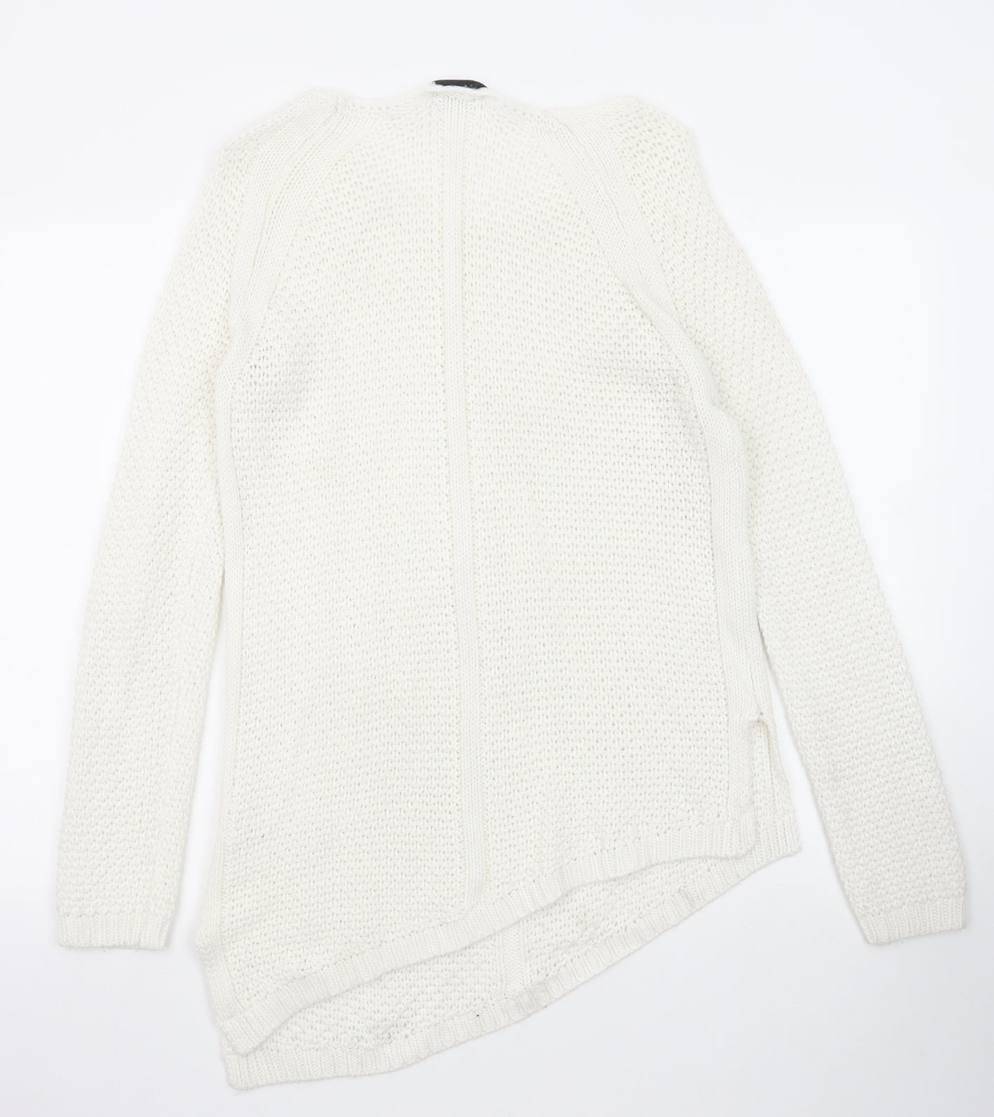 Society Womens White Scoop Neck Acrylic Pullover Jumper Size 8