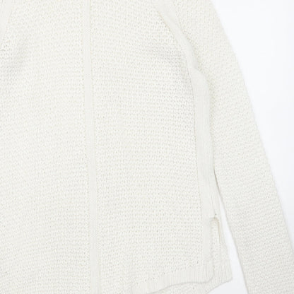 Society Womens White Scoop Neck Acrylic Pullover Jumper Size 8