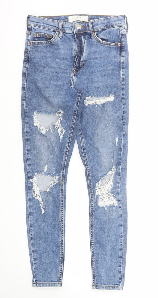 Topshop Womens Blue Cotton Skinny Jeans Size 26 in L30 in Regular Zip