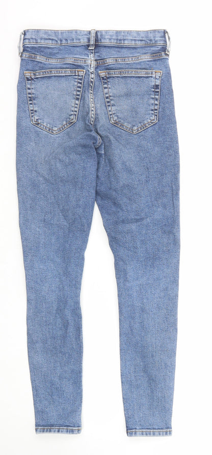 Topshop Womens Blue Cotton Skinny Jeans Size 26 in L30 in Regular Zip
