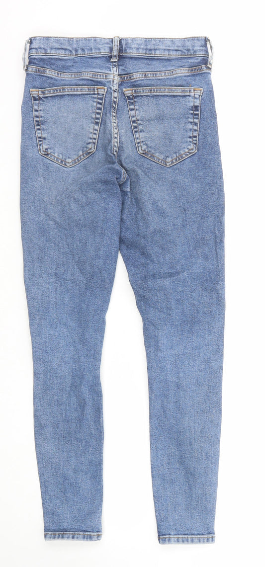 Topshop Womens Blue Cotton Skinny Jeans Size 26 in L30 in Regular Zip