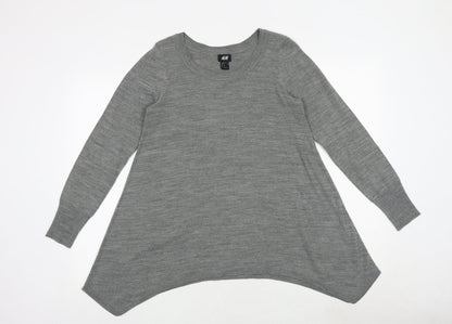 H&M Womens Grey Round Neck Acrylic Pullover Jumper Size XS