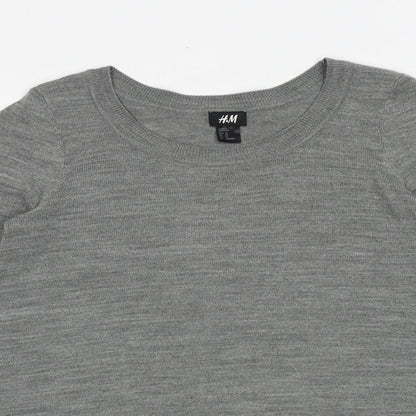 H&M Womens Grey Round Neck Acrylic Pullover Jumper Size XS