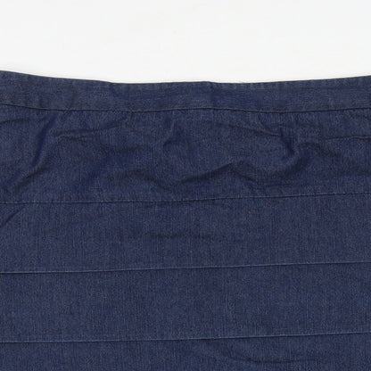 Larry Levine Womens Blue Cotton A-Line Skirt Size 12 Zip