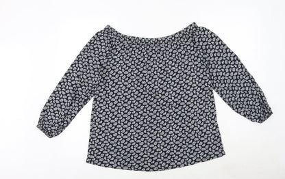 Boohoo Womens Blue Geometric Polyester Basic Blouse Size 16 Round Neck