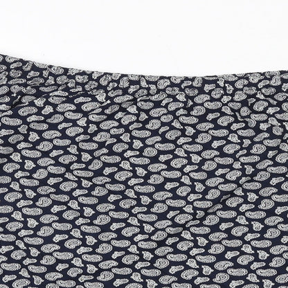 Boohoo Womens Blue Geometric Polyester Basic Blouse Size 16 Round Neck