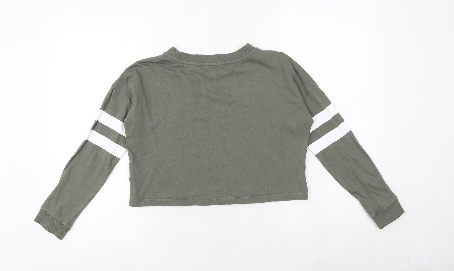 H&M Girls Green 100% Cotton Pullover Sweatshirt Size 11-12 Years Pullover