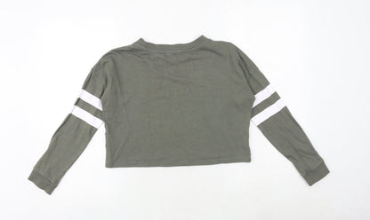 H&M Girls Green 100% Cotton Pullover Sweatshirt Size 11-12 Years Pullover
