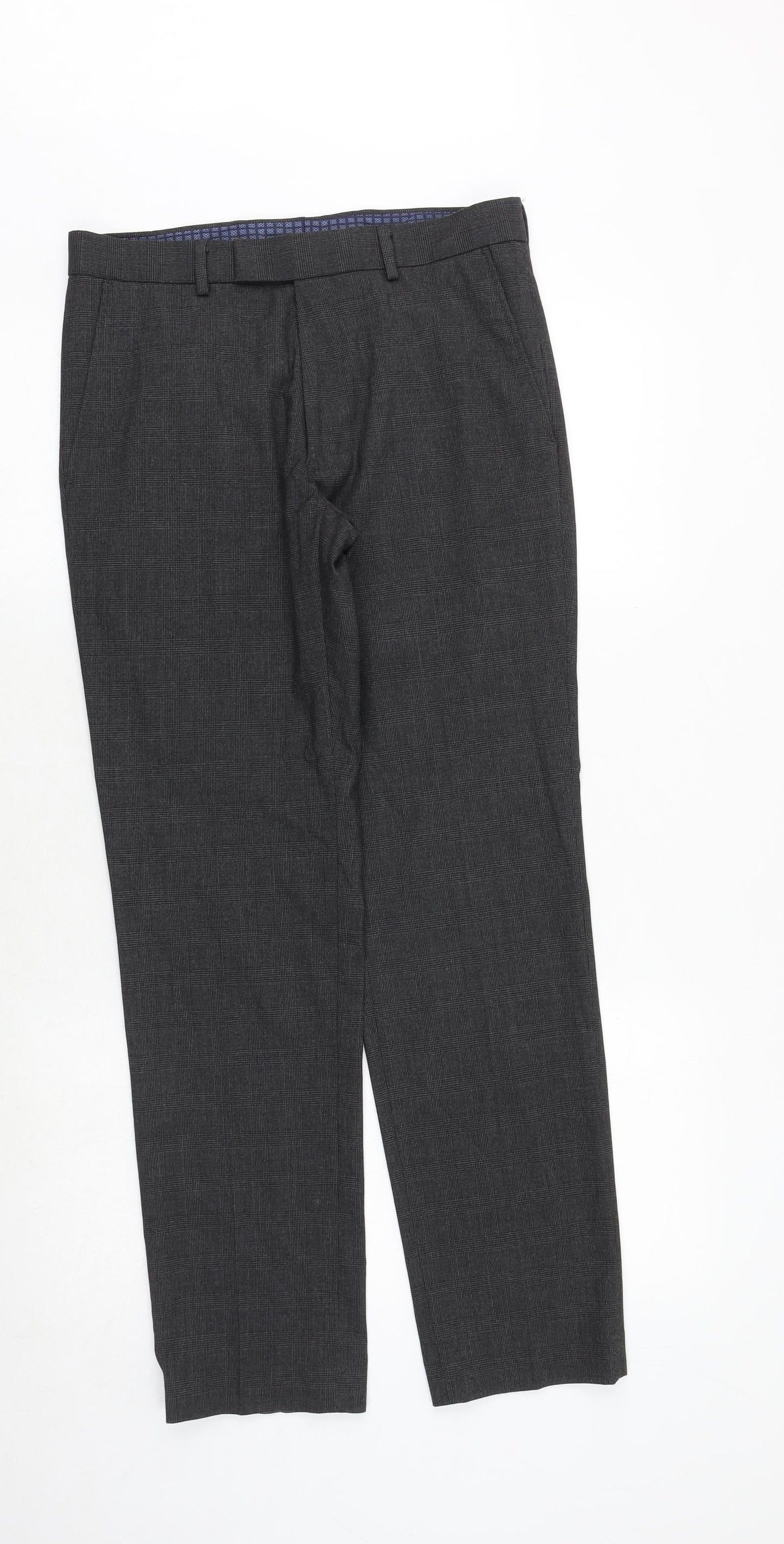 Marks and Spencer Mens Grey Polyester Dress Pants Trousers Size 30 in L31 in Regular Zip