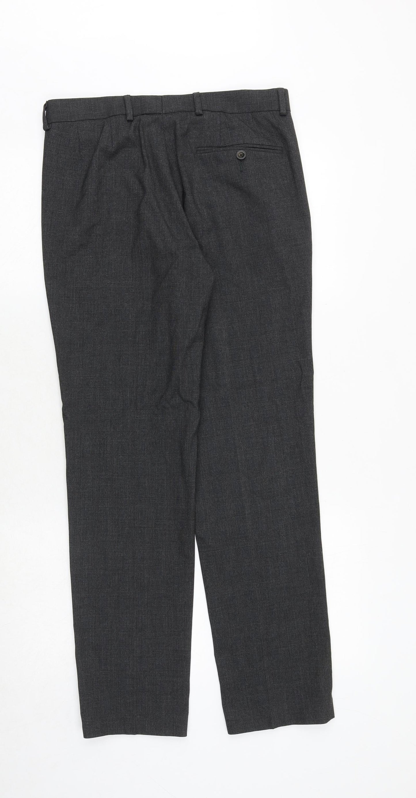 Marks and Spencer Mens Grey Polyester Dress Pants Trousers Size 30 in L31 in Regular Zip