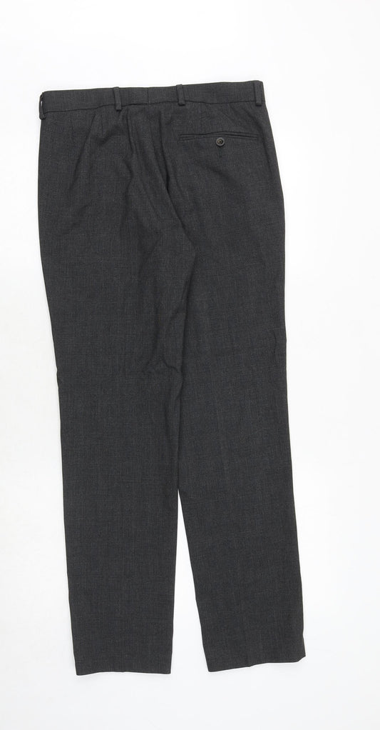 Marks and Spencer Mens Grey Polyester Dress Pants Trousers Size 30 in L31 in Regular Zip
