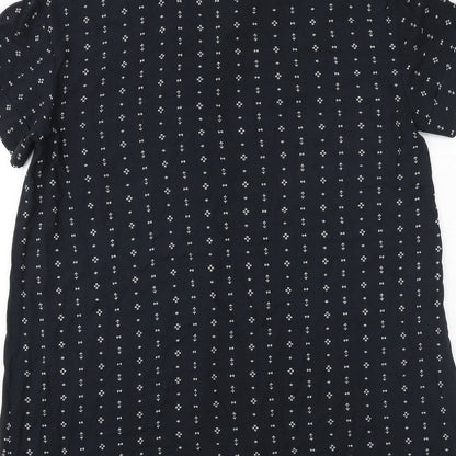 H&M Womens Black Geometric Viscose A-Line Size 8 V-Neck Pullover