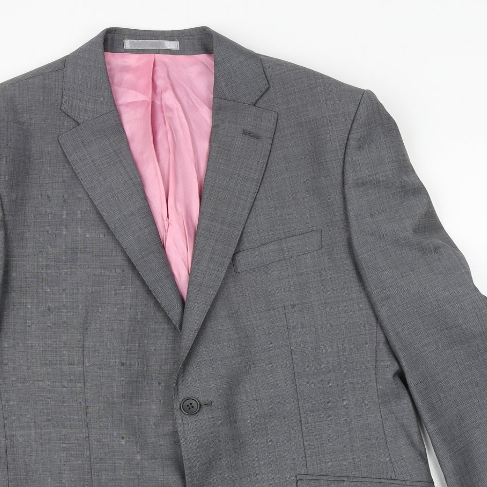 Aspen & Court Mens Grey Wool Jacket Suit Jacket Size 40 Regular