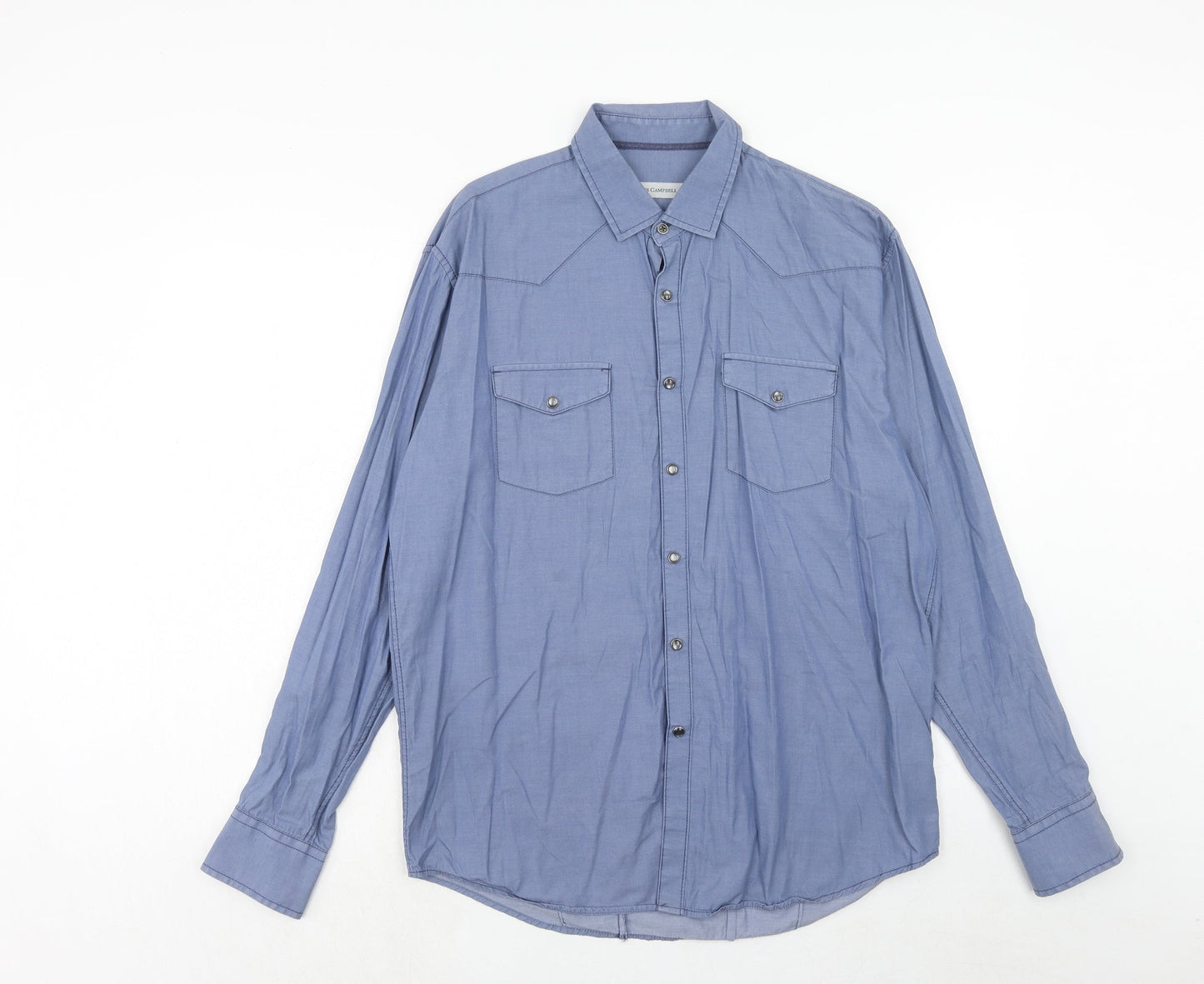 Mens UK Size L James Campbell Blue  Button-Up Long Sleeve Casual Shirt
