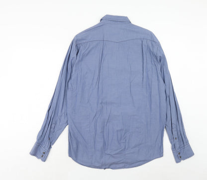 Mens UK Size L James Campbell Blue  Button-Up Long Sleeve Casual Shirt