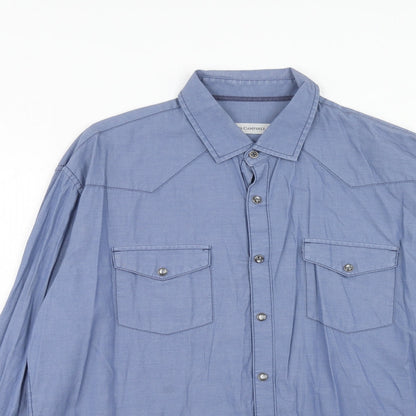 Mens UK Size L James Campbell Blue  Button-Up Long Sleeve Casual Shirt