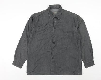 Mens UK Size XL Ciro Citterio Grey  Button-Up Long Sleeve Casual Shirt