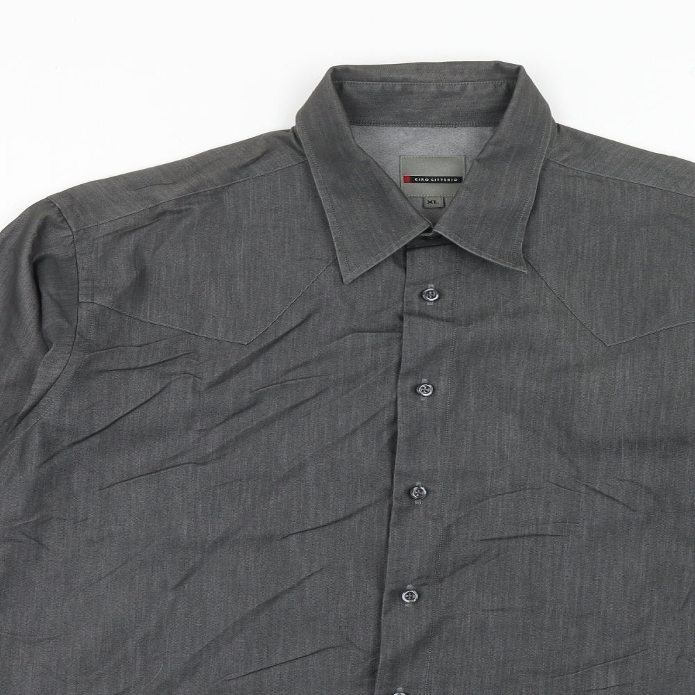 Mens UK Size XL Ciro Citterio Grey  Button-Up Long Sleeve Casual Shirt