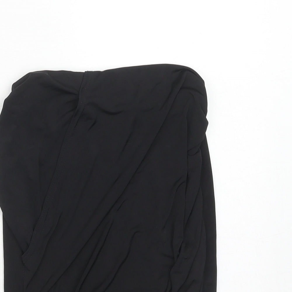 PRETTYLITTLETHING Womens Black Polyester A-Line Skirt Size 6