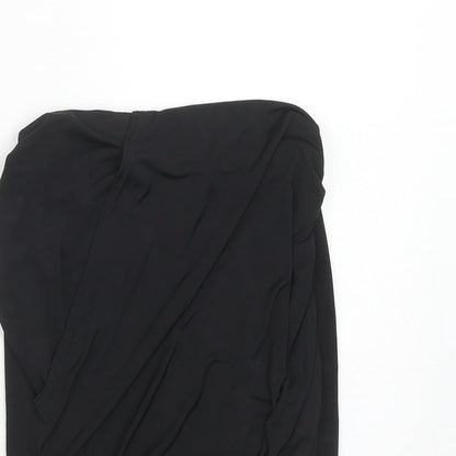 PRETTYLITTLETHING Womens Black Polyester A-Line Skirt Size 6