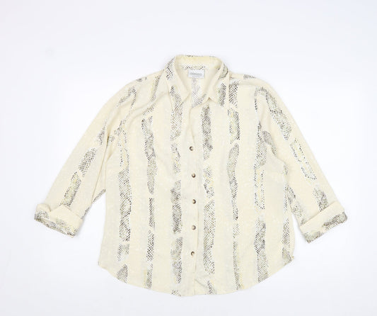 Womens UK Size 16 Canda Ivory Basic Button-Up