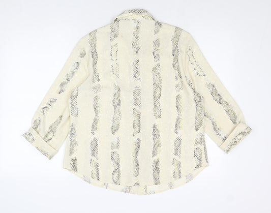 Womens UK Size 16 Canda Ivory Basic Button-Up