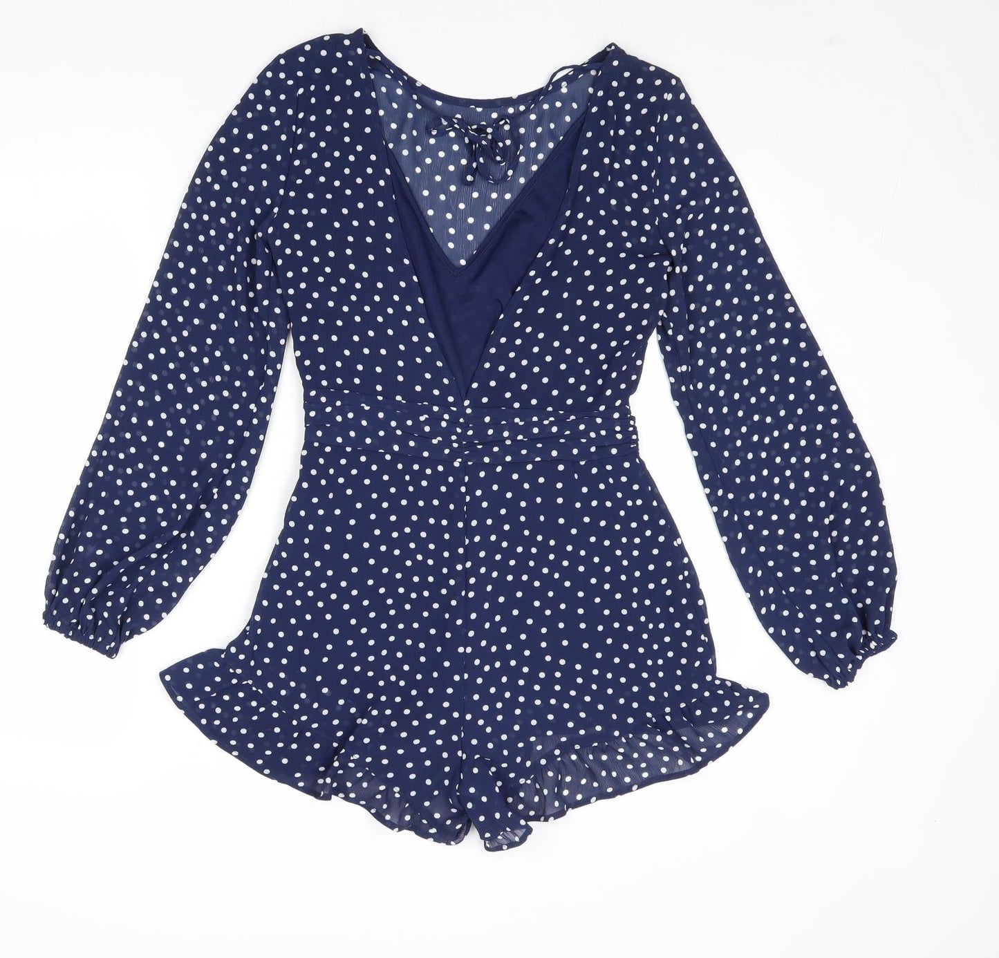 Divided by H&M Womens Blue Polka Dot Polyester Playsuit One-Piece Size 6 Zip