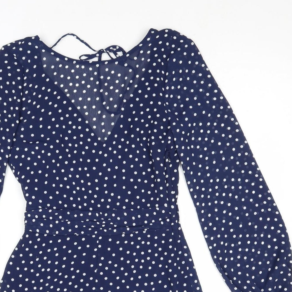Divided by H&M Womens Blue Polka Dot Polyester Playsuit One-Piece Size 6 Zip