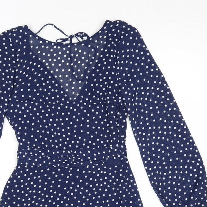 Divided by H&M Womens Blue Polka Dot Polyester Playsuit One-Piece Size 6 Zip