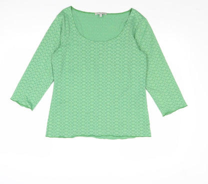 Per Una Womens Green Geometric Polyester Basic Blouse Size 12 Scoop Neck