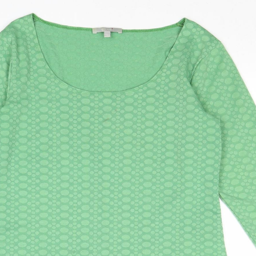 Per Una Womens Green Geometric Polyester Basic Blouse Size 12 Scoop Neck
