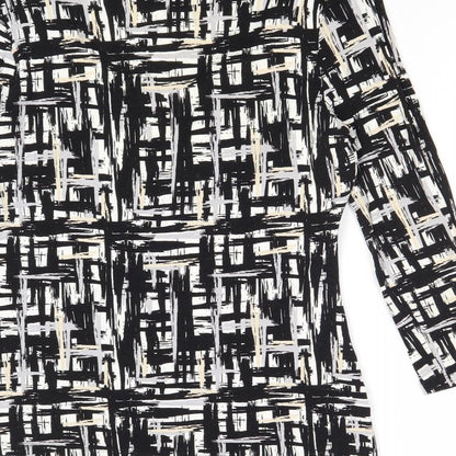 Autograph Womens Black Geometric Viscose Basic Blouse Size 12 Scoop Neck