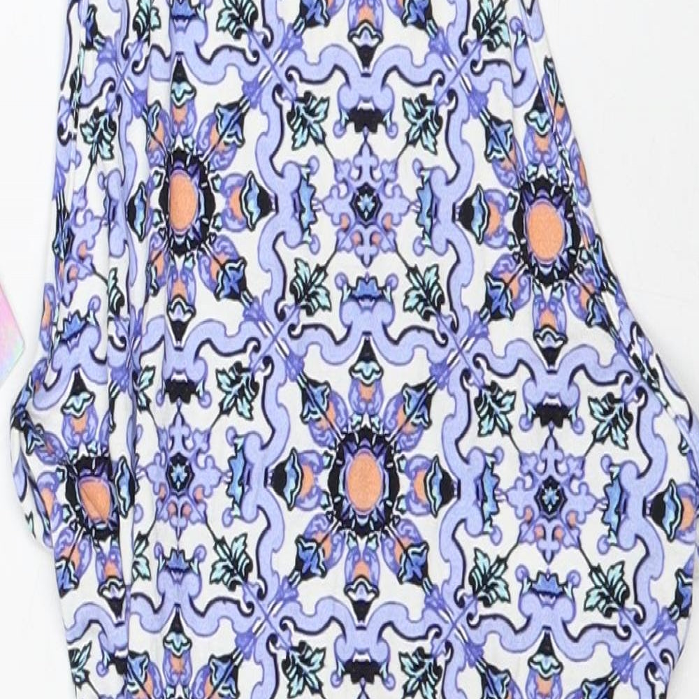 Missguided Womens Multicoloured Geometric Viscose Bodysuit One-Piece Size 8 Tie