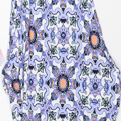 Missguided Womens Multicoloured Geometric Viscose Bodysuit One-Piece Size 8 Tie