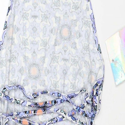 Missguided Womens Multicoloured Geometric Viscose Bodysuit One-Piece Size 8 Tie