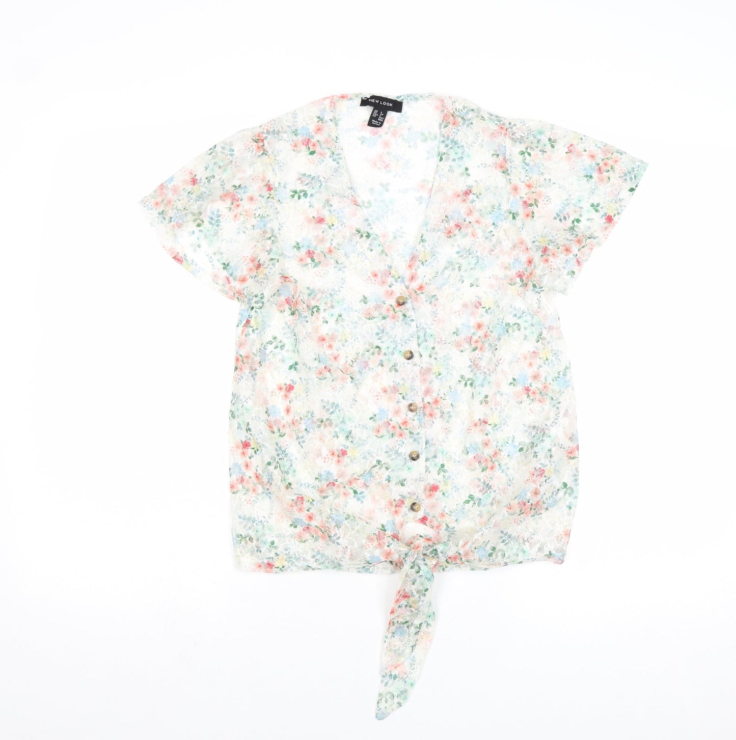 Womens UK Size 6 New Look Multicoloured Basic Button-Up