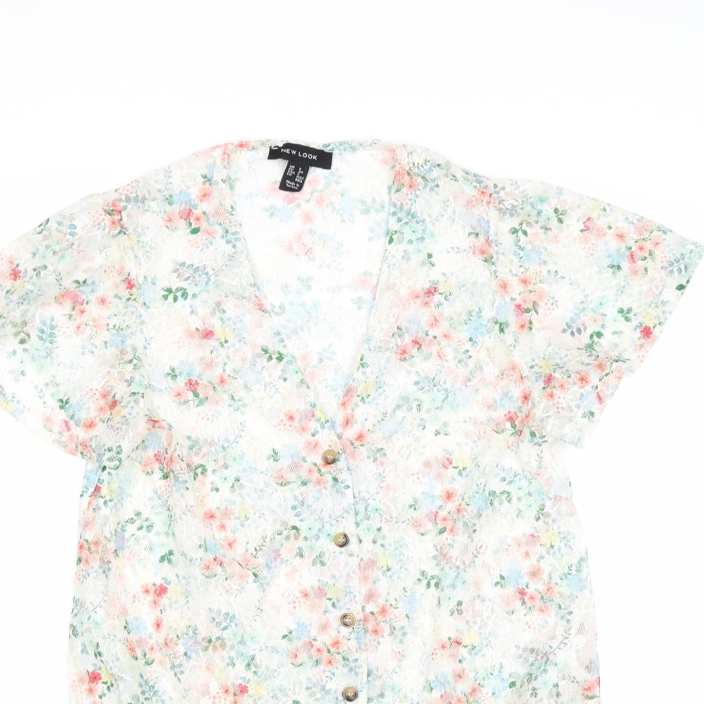 Womens UK Size 6 New Look Multicoloured Basic Button-Up
