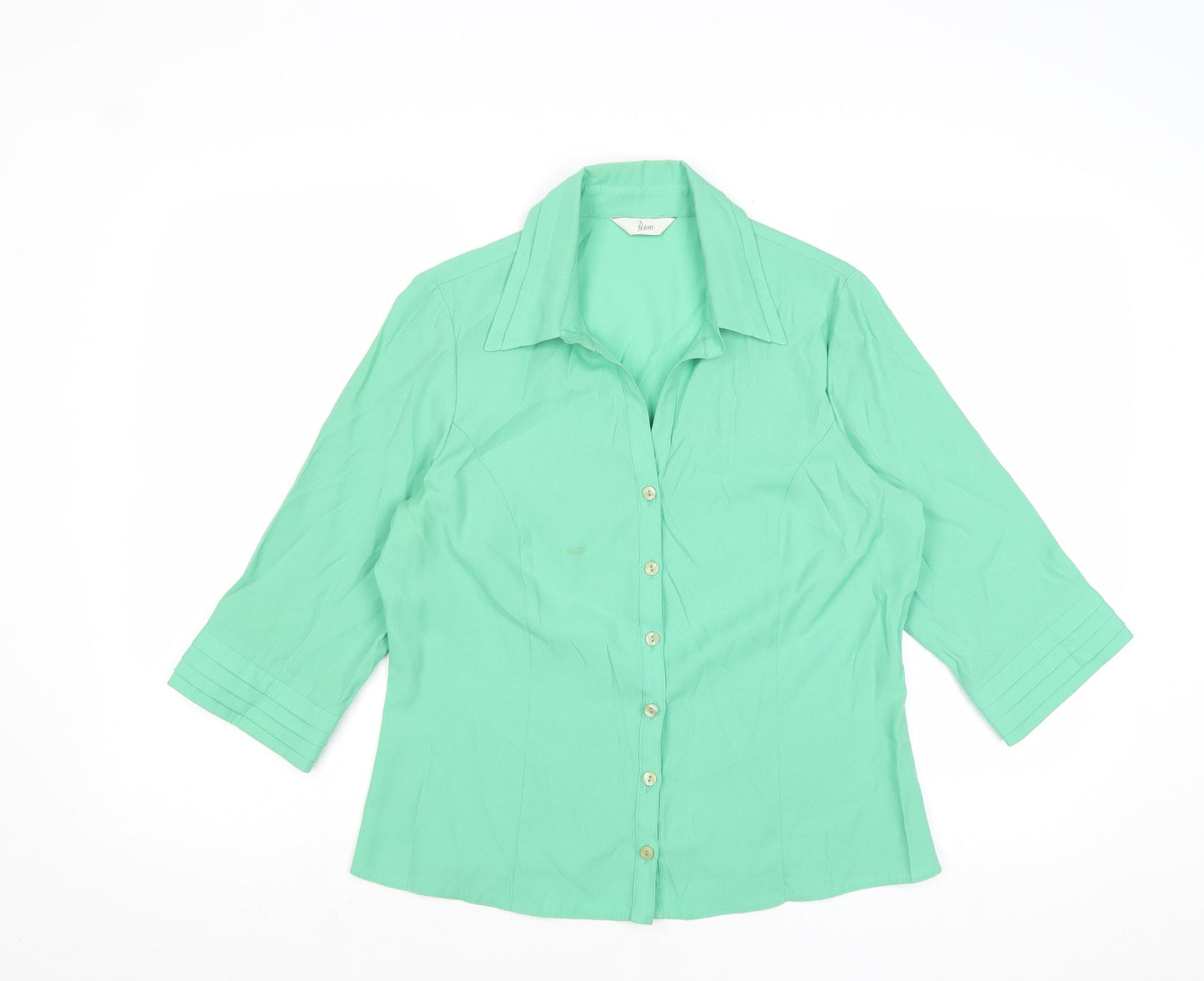 Womens UK Size 14 BHS Green Basic Button-Up