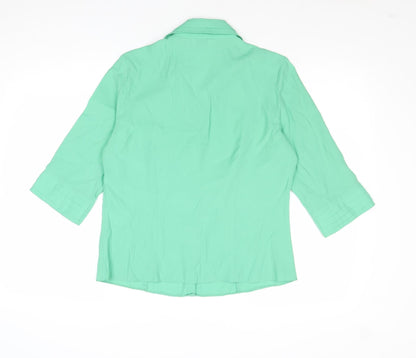 Womens UK Size 14 BHS Green Basic Button-Up