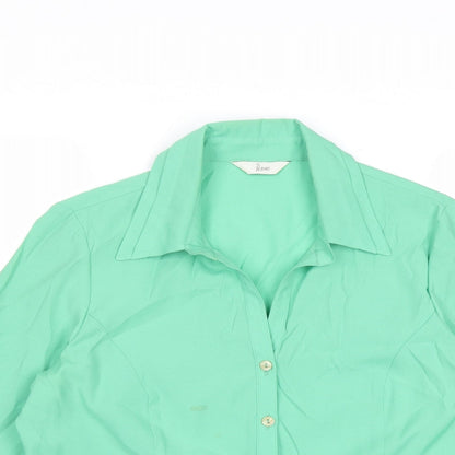 Womens UK Size 14 BHS Green Basic Button-Up
