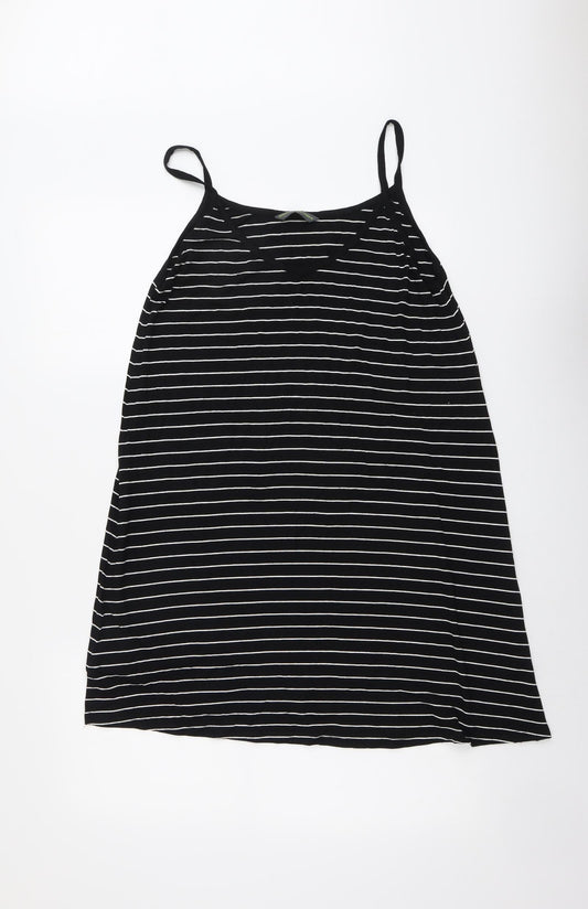 Blooming Marvellous Womens Black Striped Viscose Tank Dress Size 12 V-Neck Pullover