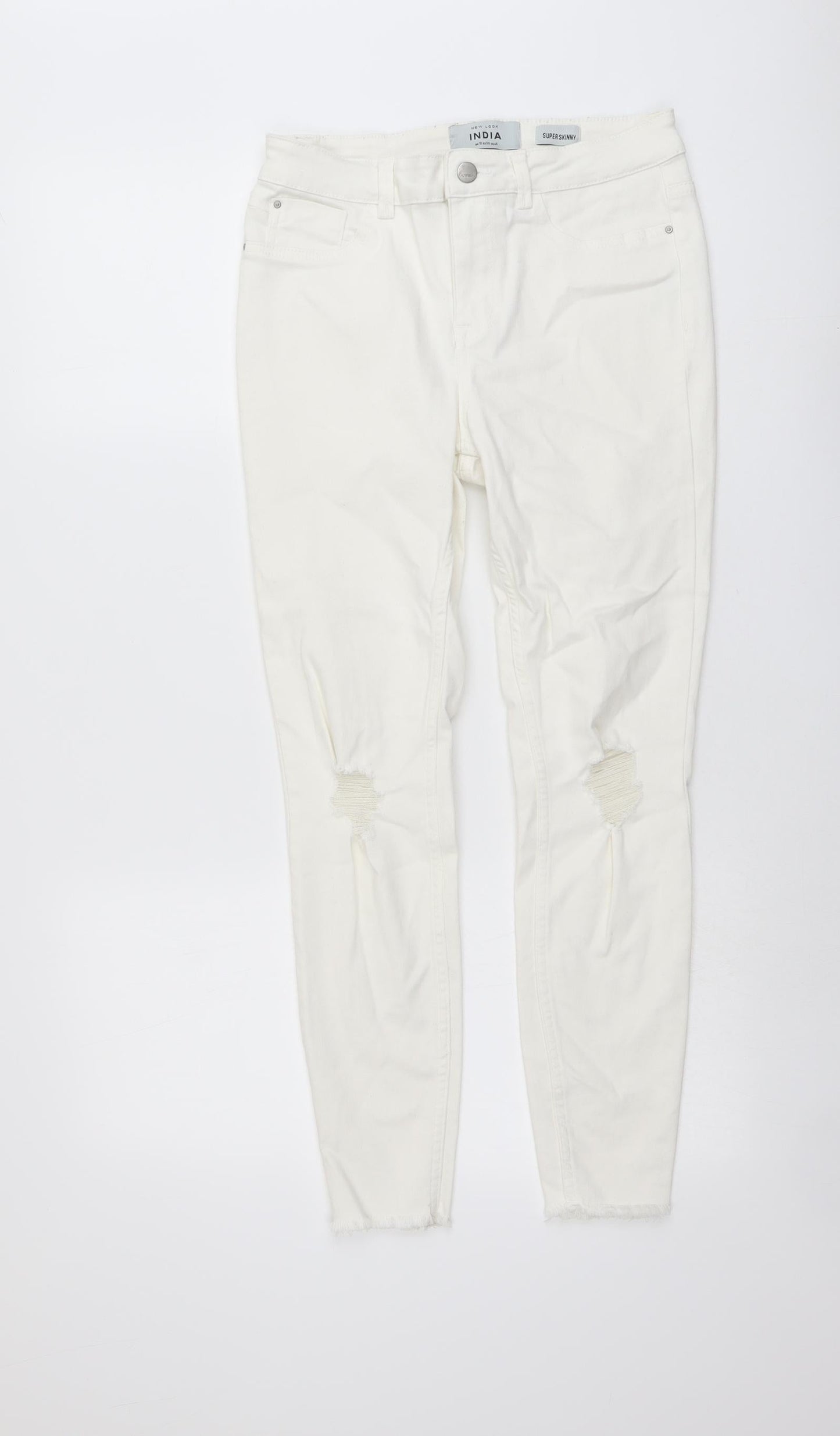 New Look Womens Ivory Cotton Jegging Jeans Size 10 L26 in Regular Button