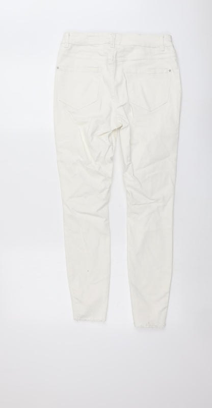 New Look Womens Ivory Cotton Jegging Jeans Size 10 L26 in Regular Button