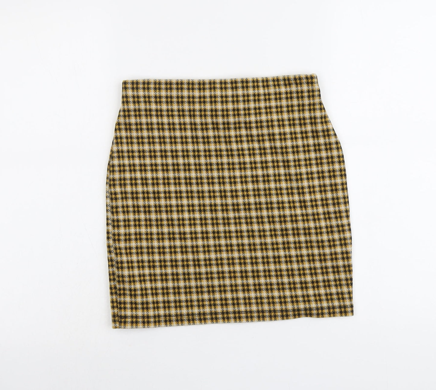 New Look Womens Yellow Plaid Polyester Bandage Skirt Size 10