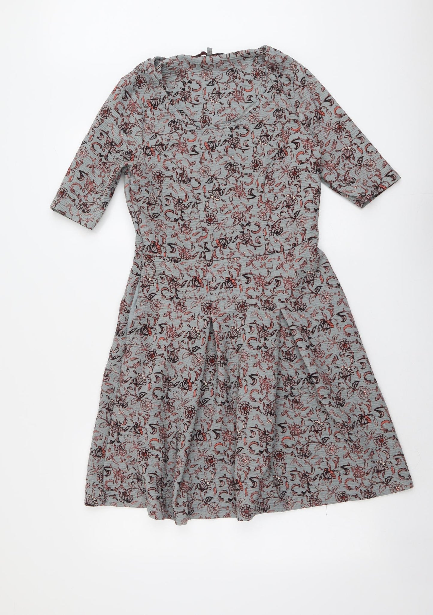 NEXT Womens Grey Geometric Polyester Trapeze & Swing Size 12 Round Neck Pullover