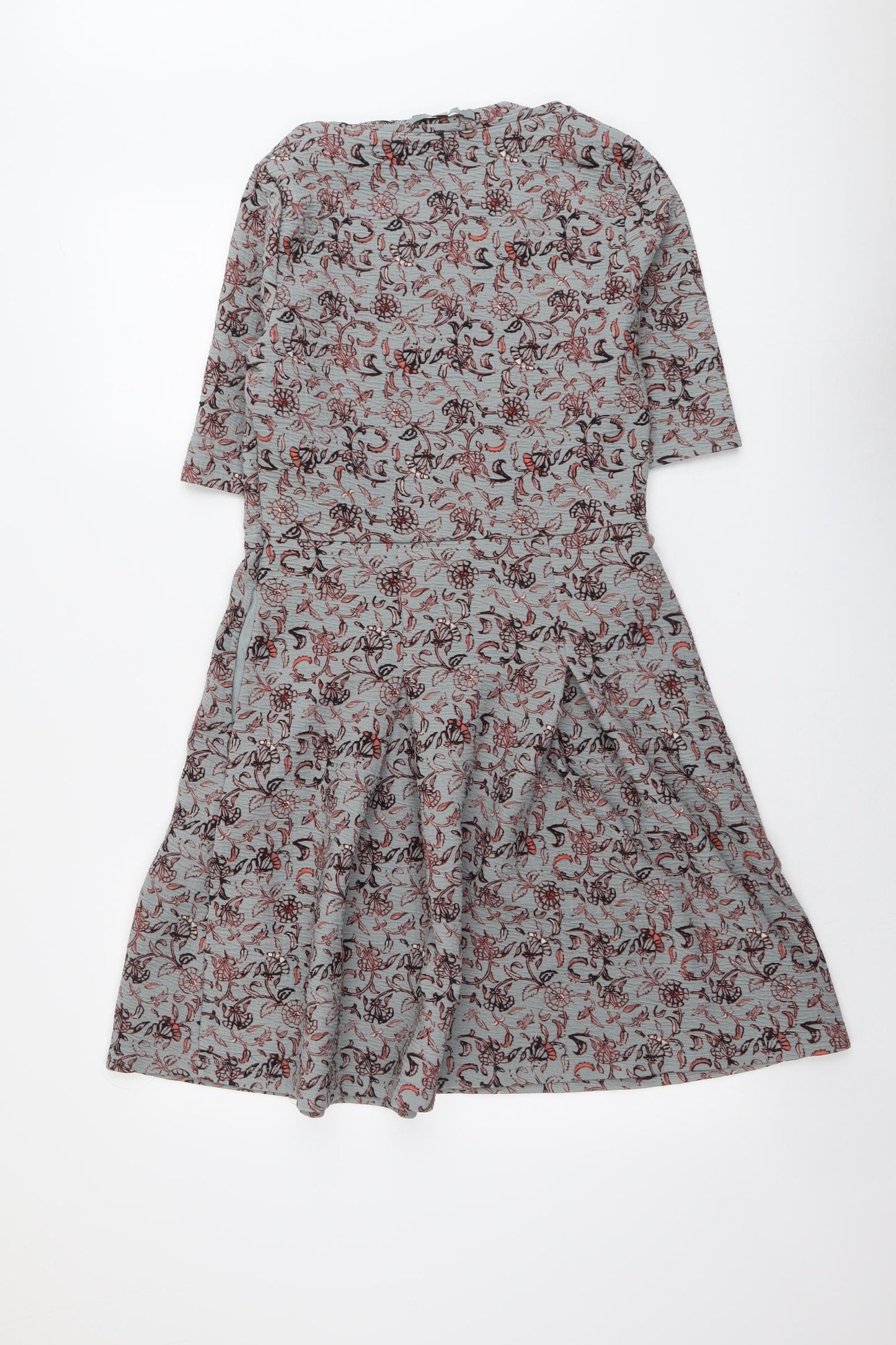 NEXT Womens Grey Geometric Polyester Trapeze & Swing Size 12 Round Neck Pullover