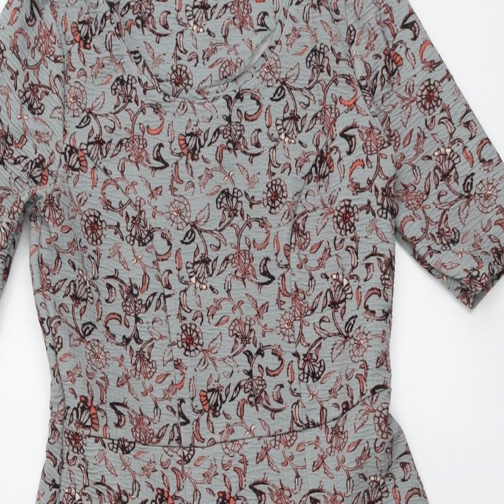 NEXT Womens Grey Geometric Polyester Trapeze & Swing Size 12 Round Neck Pullover