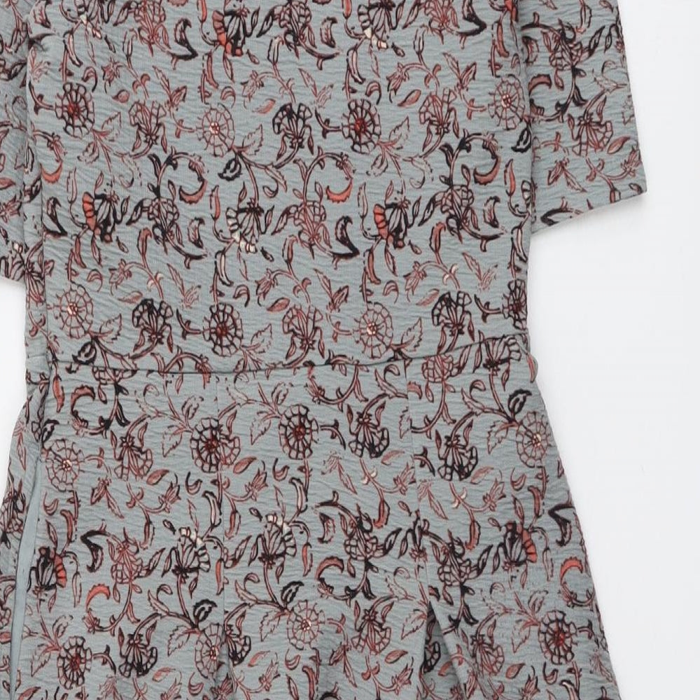 NEXT Womens Grey Geometric Polyester Trapeze & Swing Size 12 Round Neck Pullover